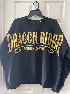 Dragon Rider Fourth Wing Graphic Sweatshirt - Black & Gold